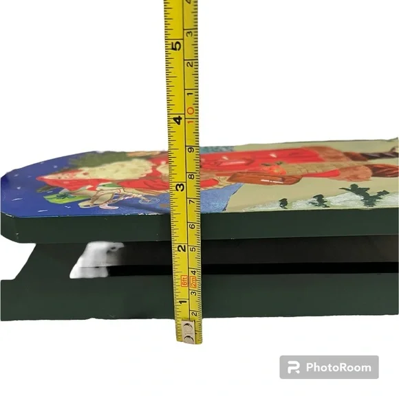 Wooden Painted Santa Merry Christmas Sled - Picture 6 of 9